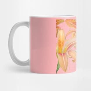 Tiger Lilies on Pink Burlap Mug